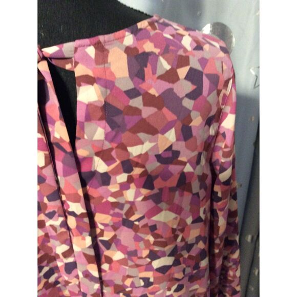 Cabi Kaleidoscope blouse bow tie Large L Purples Burgandy Style #571 Career - Picture 2 of 6